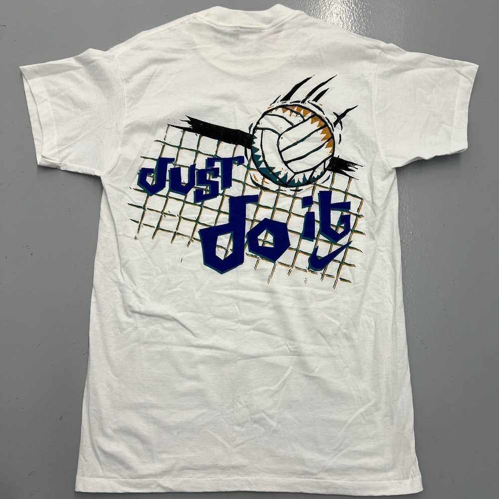Vintage 90s Nike Volleyball Just Do It T-Shirt Single Stitch White Large NWT
